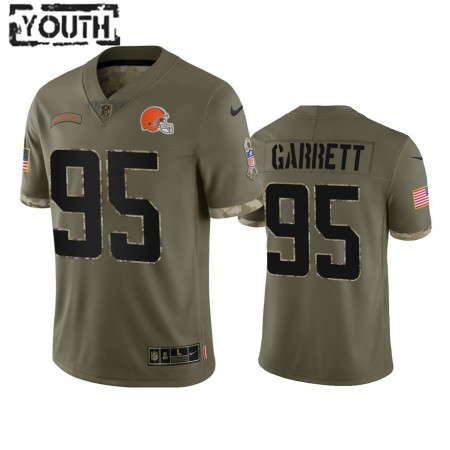 Tröjor Cleveland Browns Myles Garrett 95 Olive 2022 Salute To Service Limited - Barn